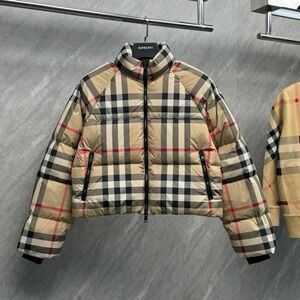 Burberry Beige and Black Plaid Puffer Jacket